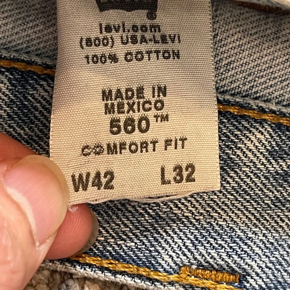 Vintage‎ Levis 560 Comfort Fit Jeans Mens 42x32 Light Wash Baggy Tapered Blue
